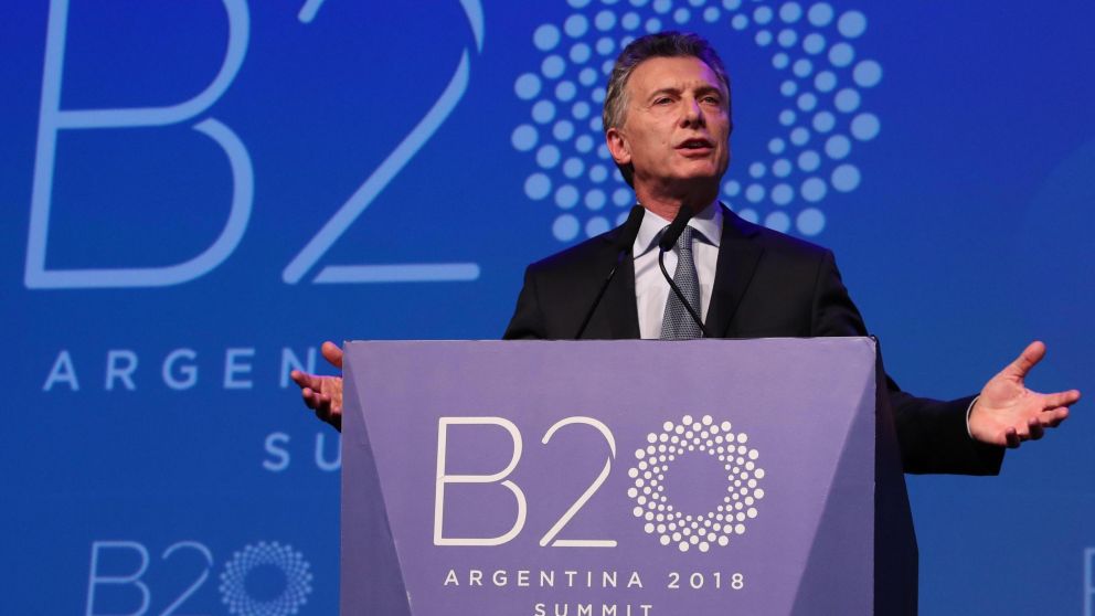 Macri durante el cierre del B20 en La Rural.