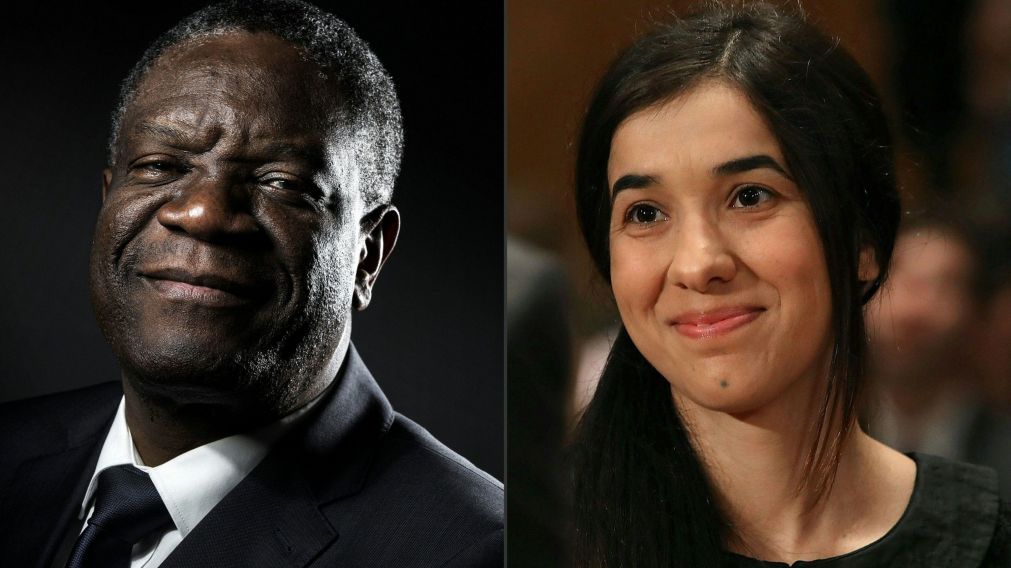 El congole�o Mukwege y la activista Nadia Murad. (AFP)