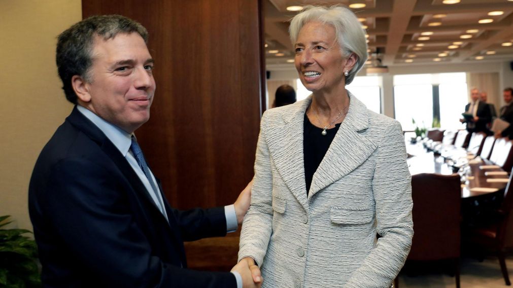 La presidente del FMI Christine Lagarde y Nicolás Dujovne.