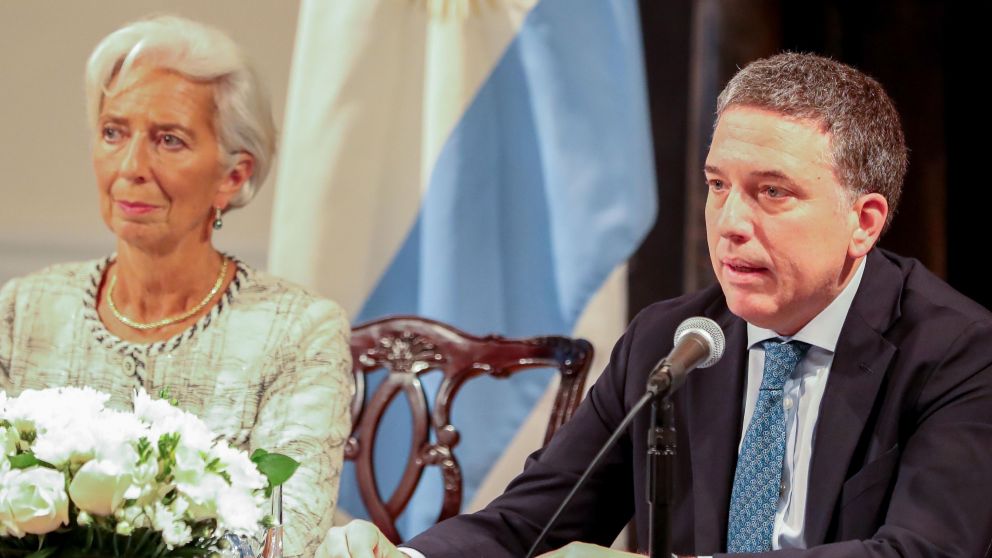 Lagarde y Dujovne, durante el anuncio (Télam).