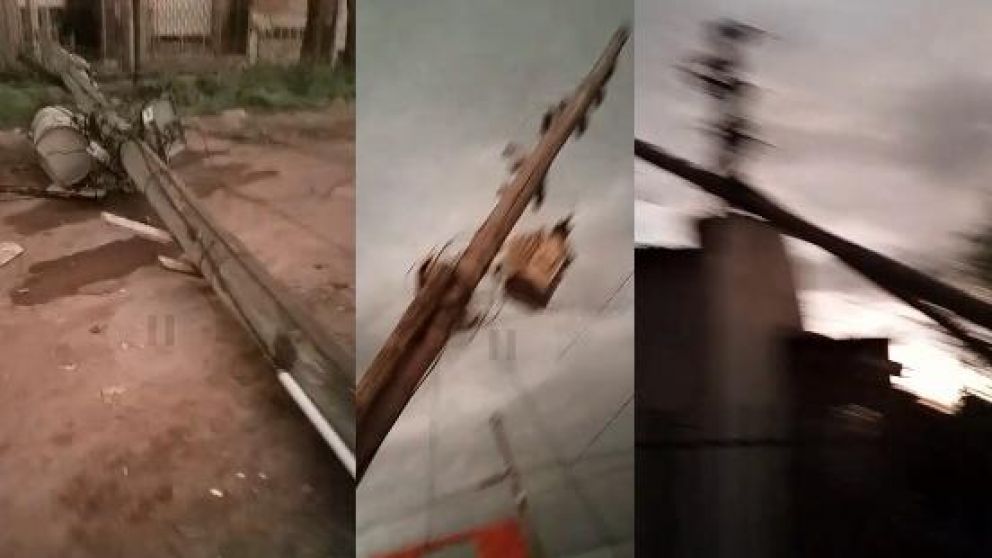Fuertes ráfagas de viento tiraron 15 postes de luz en Lomas