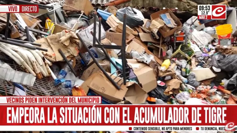 Vecinos reiteran denuncias por la enorme cantidad de residuos del acumulador de Tigre (Crónica HD).