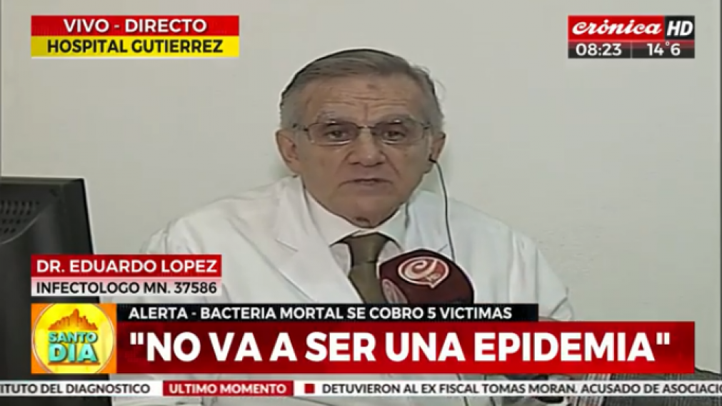 El jefe de infectología del hospital Gutiérrez, hizo hincapié en la importancia del rápido diagnóstico. (Captura de TV).