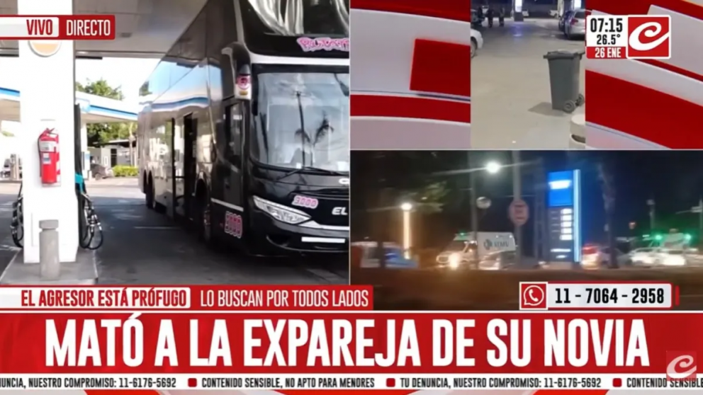 Asesinó de un balazo a la ex pareja de su novia en una estación de servicio y escapó