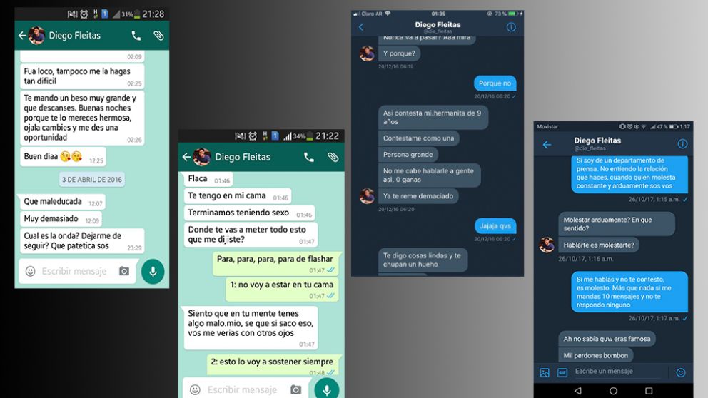 Algunas de las conversaciones donde el implicado acosaba a las mujeres.