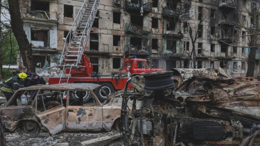 El panorama desolador que dej� el ataque de Rusia en Kiev.