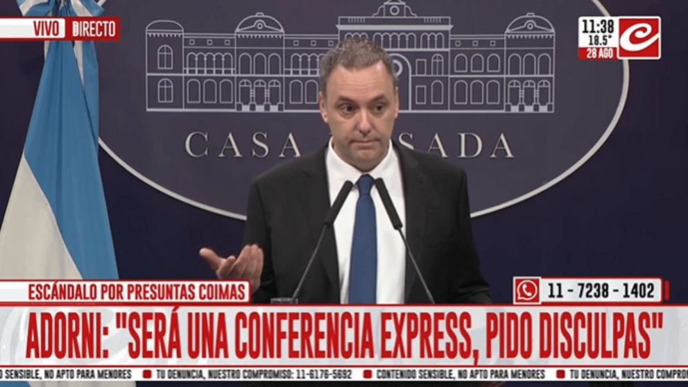 El vocero presidencial Manuel Adorni brindó una conferencia y habló del caso Andis.