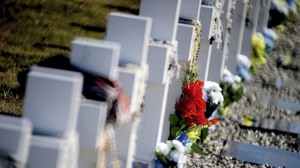 Las tumbas del cementerio de Darwin, donde descansan los restos de nuestros héroes.