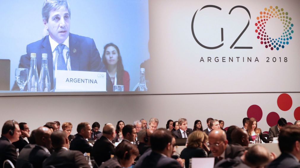 El titular del Banco Central de la Rep�blica Argentina, exponiendo en el G20 (Afp)