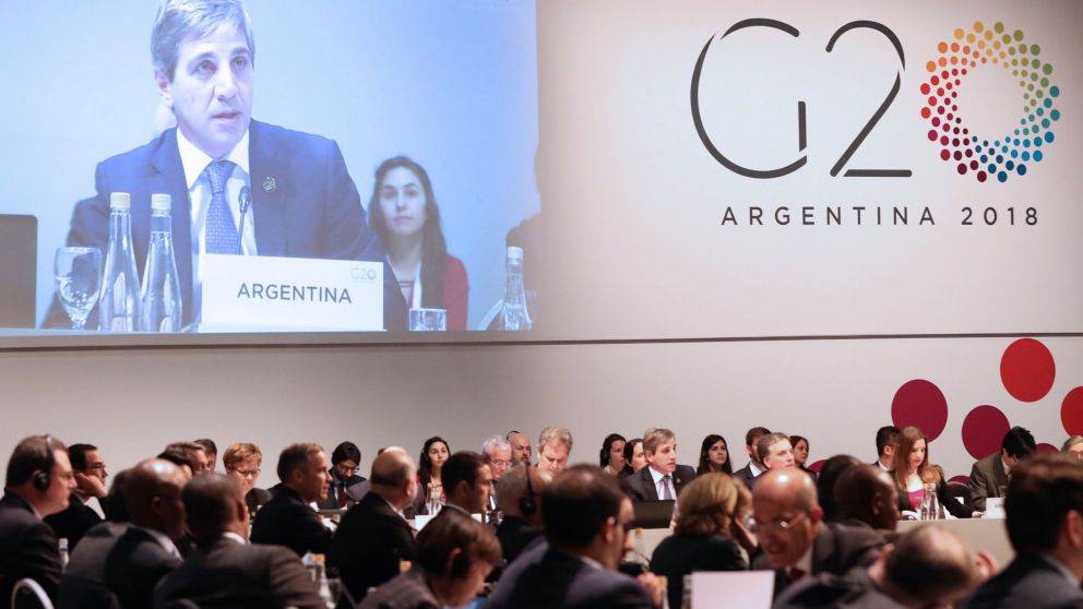 El titular del Banco Central de la República Argentina, exponiendo en el G20 (Afp)