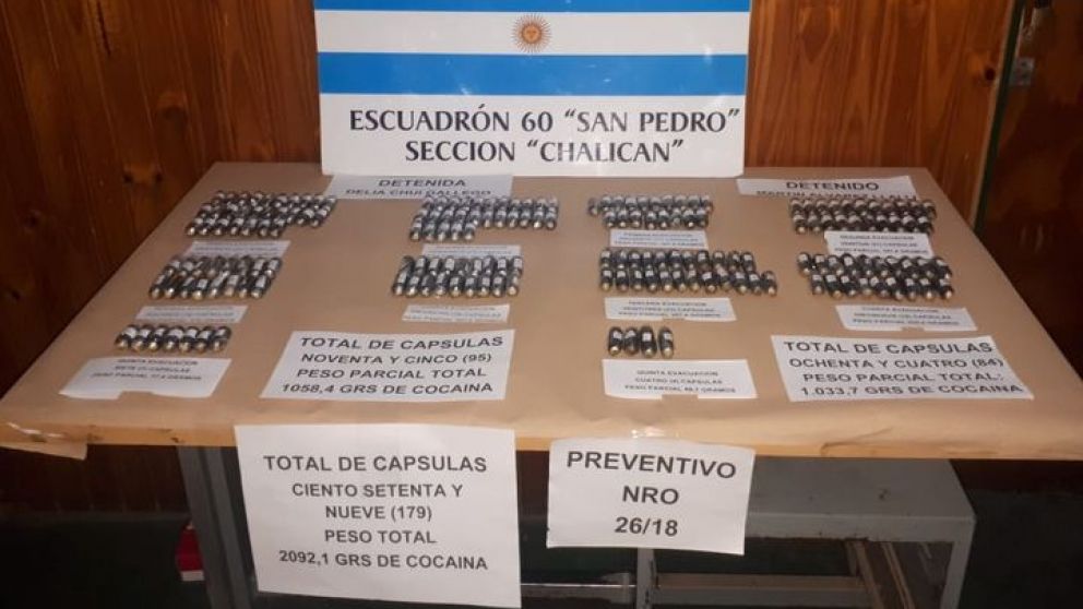 Las cápsulas secuestradas por Gendarmería. (Gentileza El Tribuno)