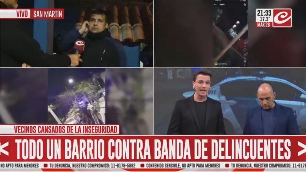 Vecinos cansados de la inseguridad en San Martín.