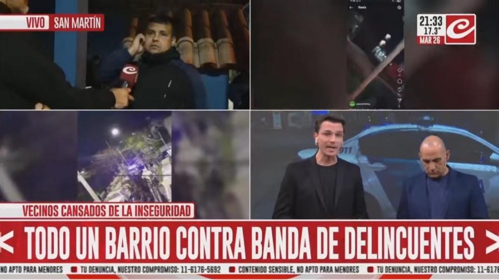 Vecinos cansados de la inseguridad en San Martín.