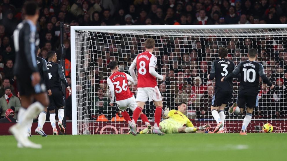 Arsenal no tuvo piedad, goleó al Aston Villa de Dibu Martínez y sigue en lo más alto de la Premier League