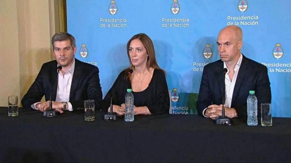 Marcos Pe�a, Mar�a Eugenia Vidal y Horacio Rodr�guez Larreta buscan cerrar el acuerdo fiscal.
