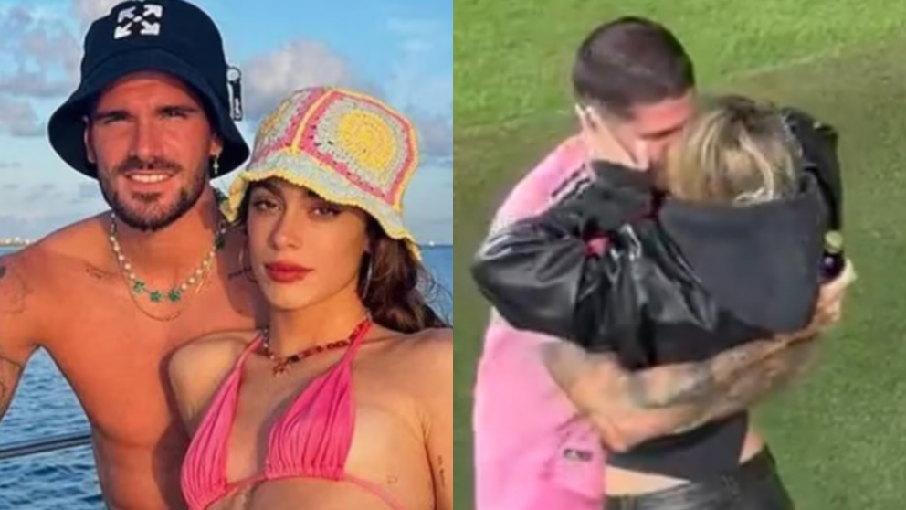 El apasionado beso de Tini Stoessel y Rodrigo De Paul tras la victoria del Inter Miami. (Foto: X).