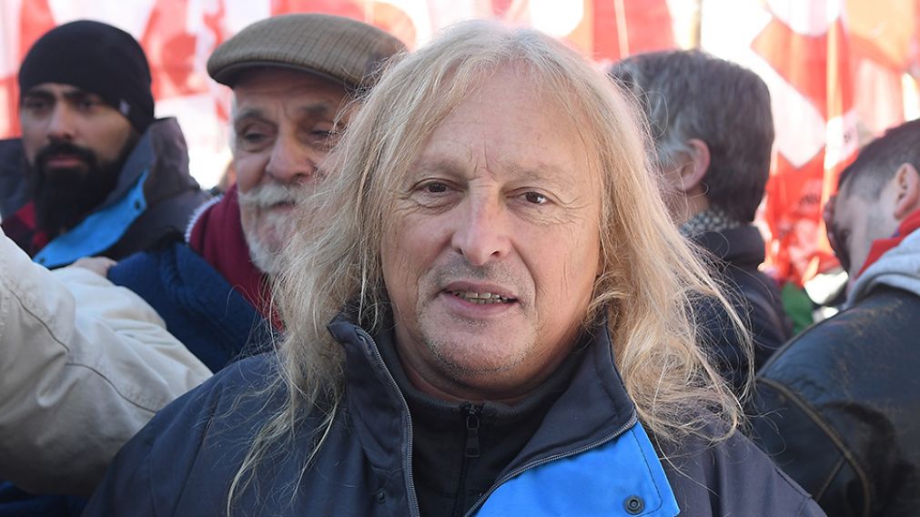 Rubén "Pollo" Sobrero durante un acto de la izquierda (Rubén Paredes/Crónica).