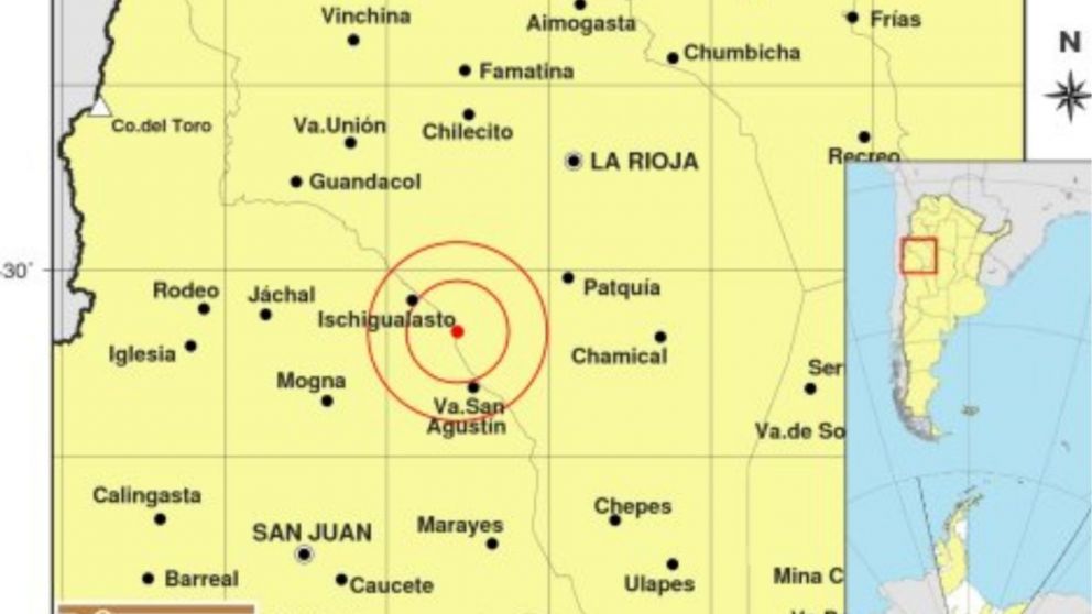 La Rioja registró un sismo de 4,8 grados que también se sintió en varias provincias(Imagen: captura INPRES).