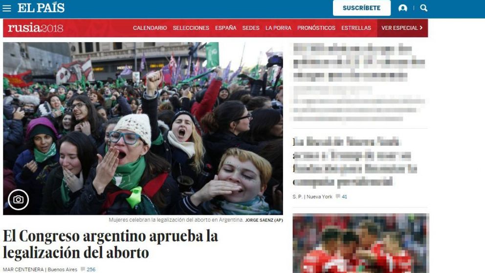 El País aseguró que "el proyecto pasará al Senado". (Captura)