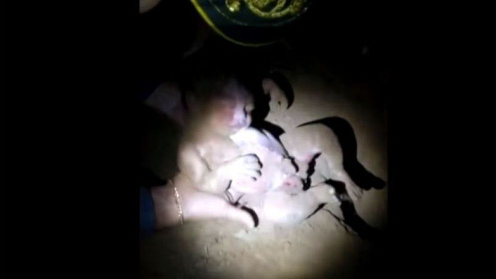 La pequeña tras ser rescatada. (Captura de video).