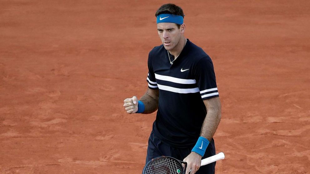 Juan Martín Del Potro festejó enérgicamente su tan esperado debut en Roland Garros.