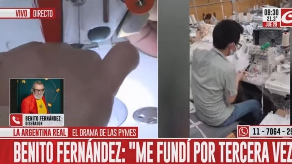 Benito Fernández habló sobre su difícil situación personal y la crisis textil (Captura de TV).