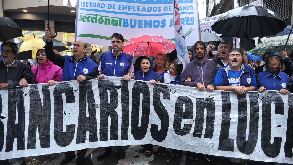 La Bancaria sigue en lucha. (Télam)