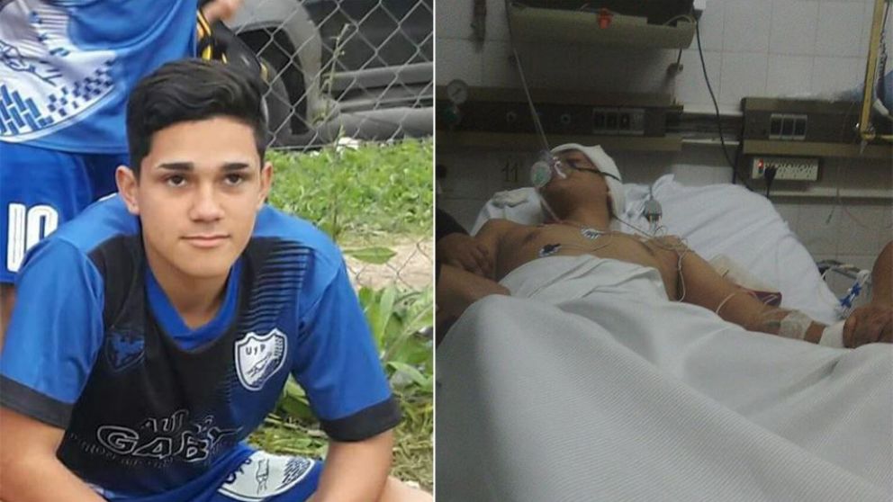 Así quedó el joven de 15 años después de ir a bailar.