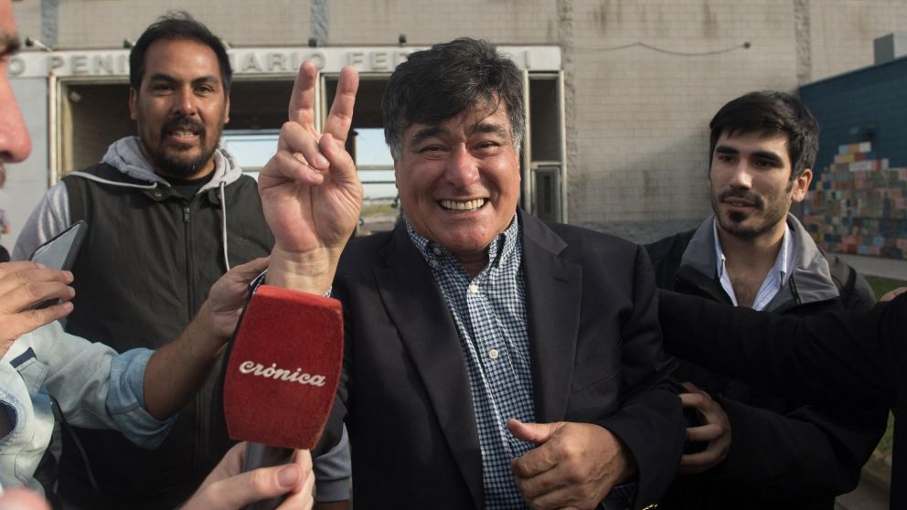 Carlos Zannini tras su liberación en Ezeiza (Télam).