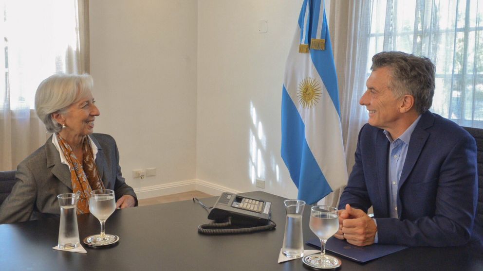 El presidente con la titular del FMI. (prensa)