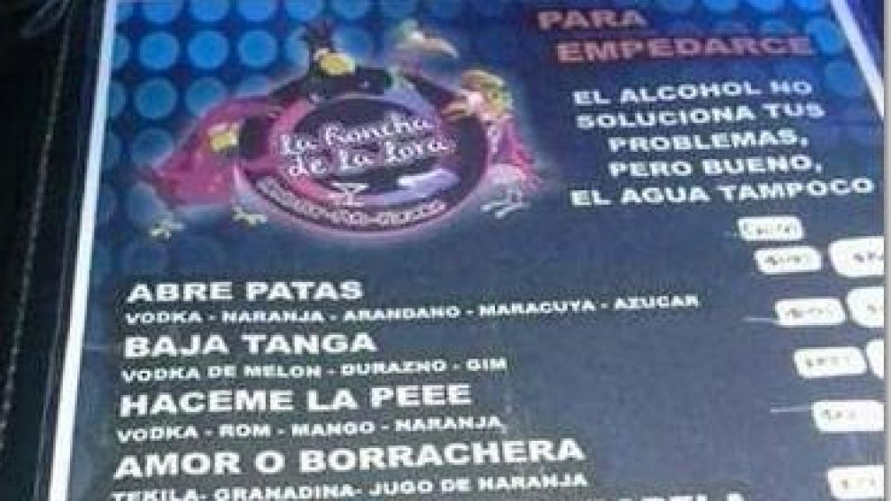 Polémica carta de tragos.