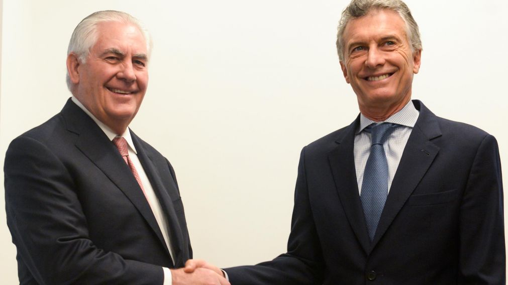 El presidente Mauricio Macri y el secretario de Estado de EE.UU., Rex Tillerson.