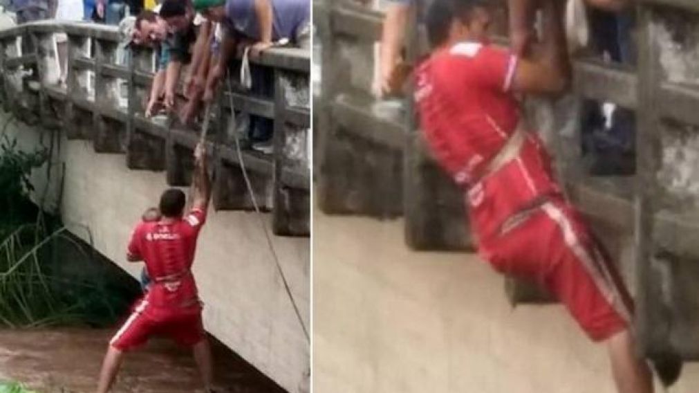 Héroe se ató a una soga, se lanzó al río y salvó a cuatro nenes