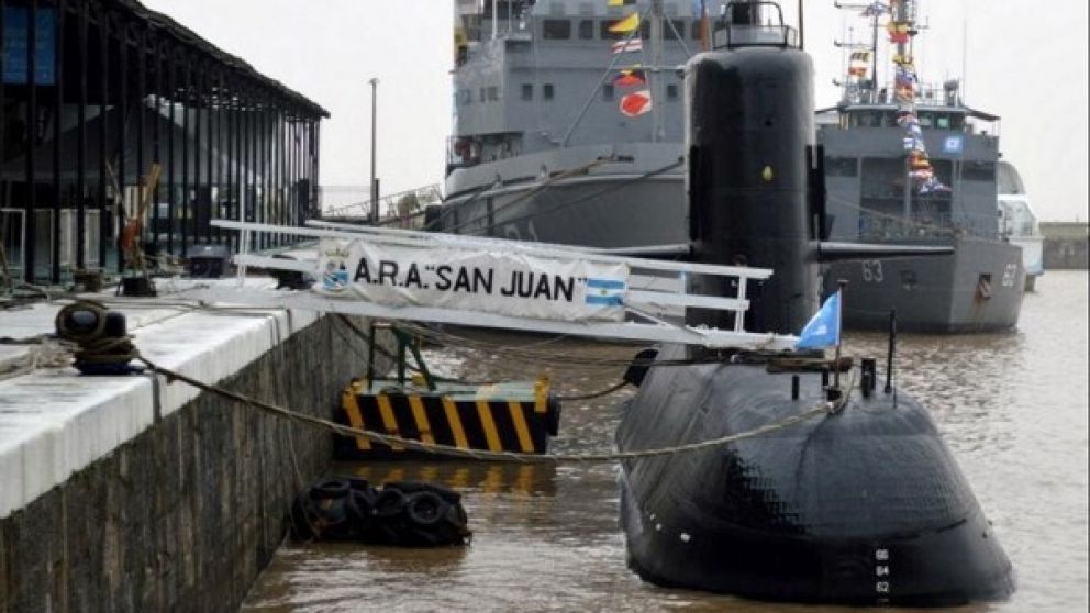 El submarino ARA San Juan, previo en su última partida antes de desaparecer.