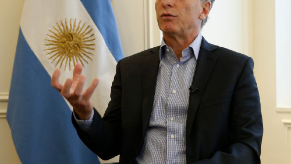 Macrí brindó una entrevista en el lobby del hotel "La Tremoille".