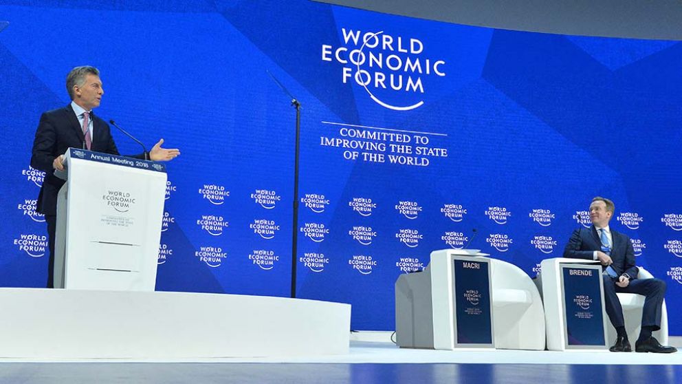Macri. Durante su exposición en el Foro Económico Mundial.