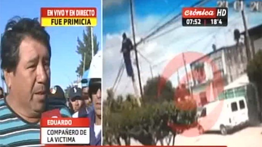 Operario muri� electrocutado en la cima de poste de luz