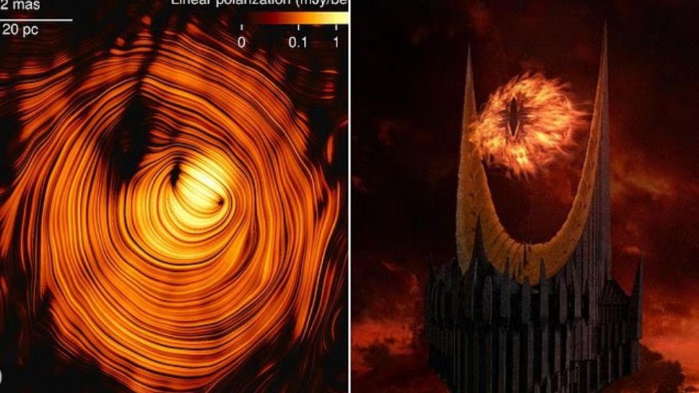 La imagen del blazar evoca al "Ojo de Sauron", referente a la obra "El Señor de los Anillos".