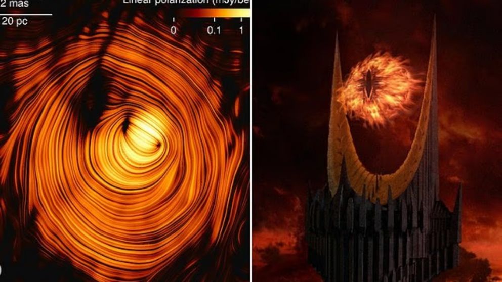 La imagen del blazar evoca al "Ojo de Sauron", referente a la obra "El Señor de los Anillos".