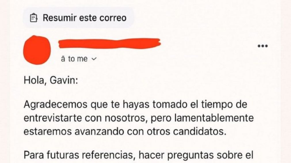 Fue a una entrevista laboral y le confirmaron que no qued� de una forma brusca y desagrable.