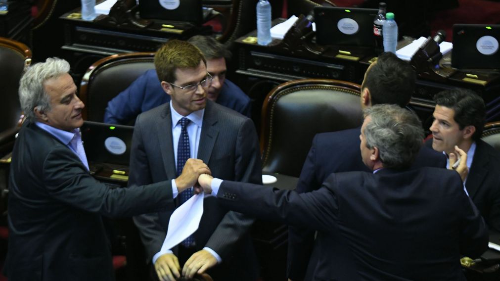 Massot y Laspina celebran junto a otros diputados la media sanci�n de la ley.