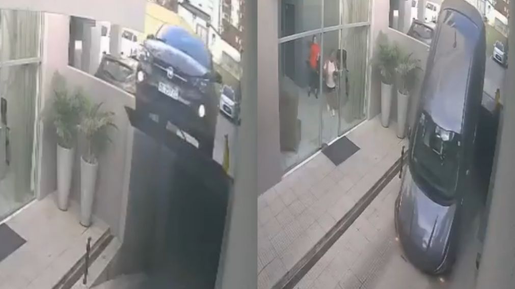 La ins�lita secuencia registrada por la c�mara de seguridad del edificio.