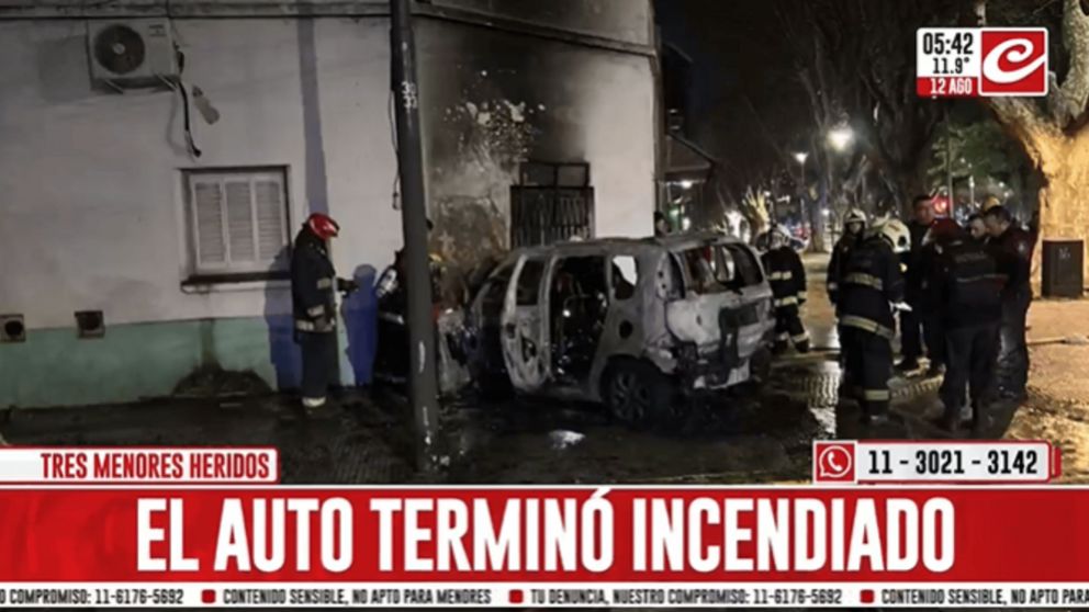 Persecución, choque e incendio en la Capital Federal (Crónica HD).