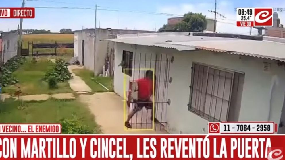 Un video muestra el robo perpetrado por el vecino delincuente que está prófugo (Captura de TV).
