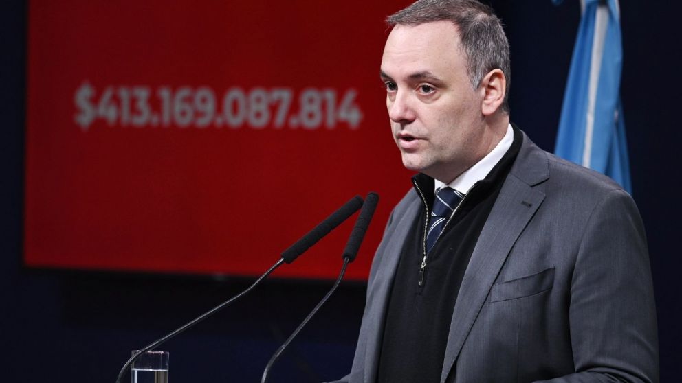 Conferencia de prensa de Manuel Adorni desde la Casa Rosada.