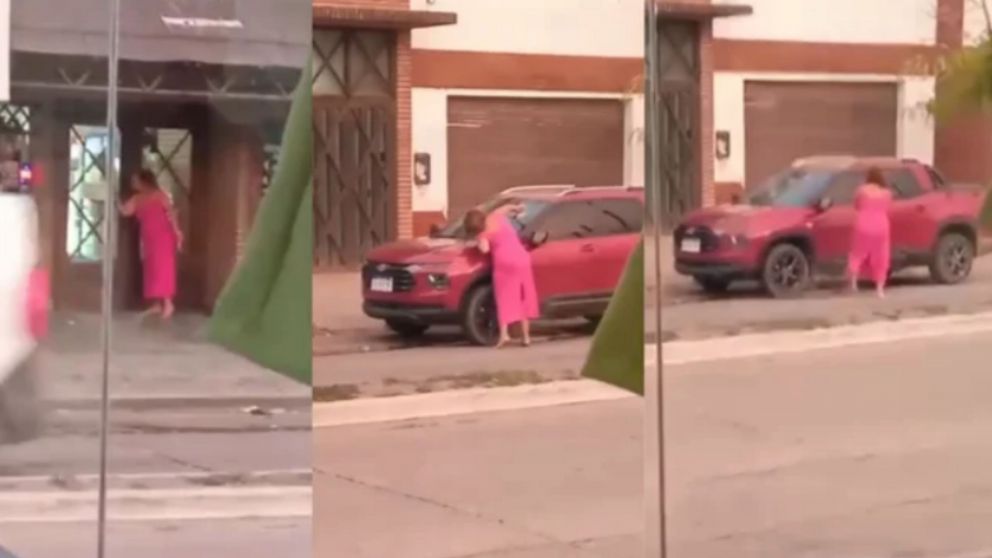 La mujer quedó filmada durante el violento hecho.