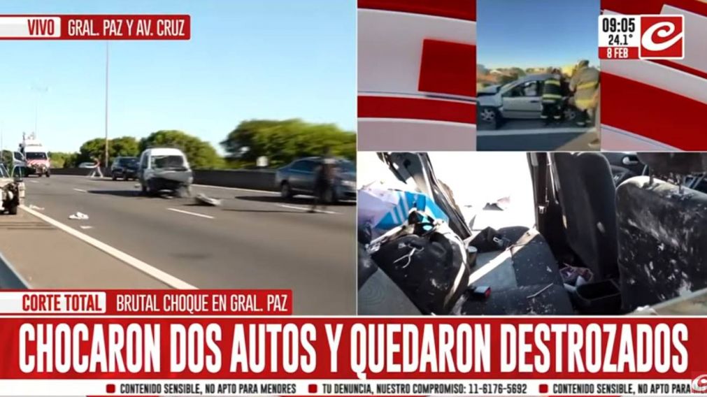El choque se produjo sobre la avenida General Paz, en el cruce con Fernández de la Cruz.