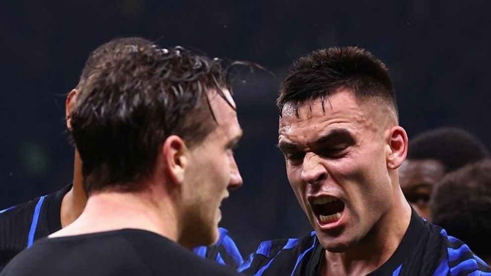 Lautaro Martínez festejando el tanto del Inter de Milán ante Juventus.