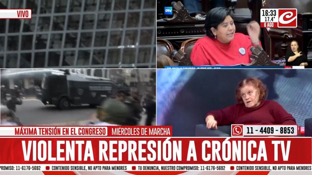 Violenta represión sufrida por Emanuel Herrera y el equipo de Crónica.