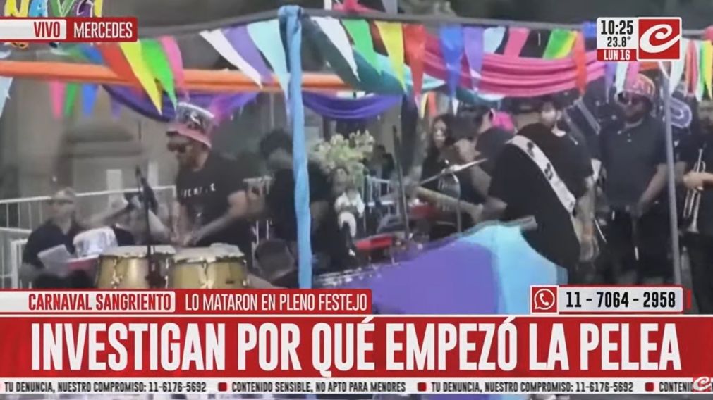 El escalofriante momento en el que le dispararon al joven asesinado en el carnaval de Mercedes.